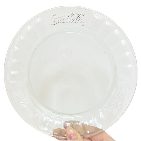 Coca Cola Tinted Green Clear Glass Dessert Plate Collectable Decor Barware Logo - Picture 2 of 7